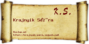 Krajnyik Sára névjegykártya